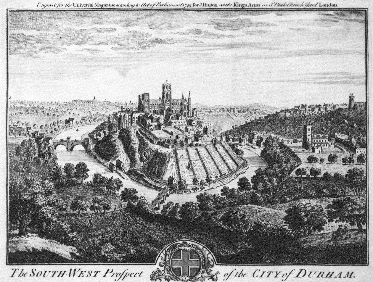 South-West Prospect of the City of Durham, cirka 1600 av English School