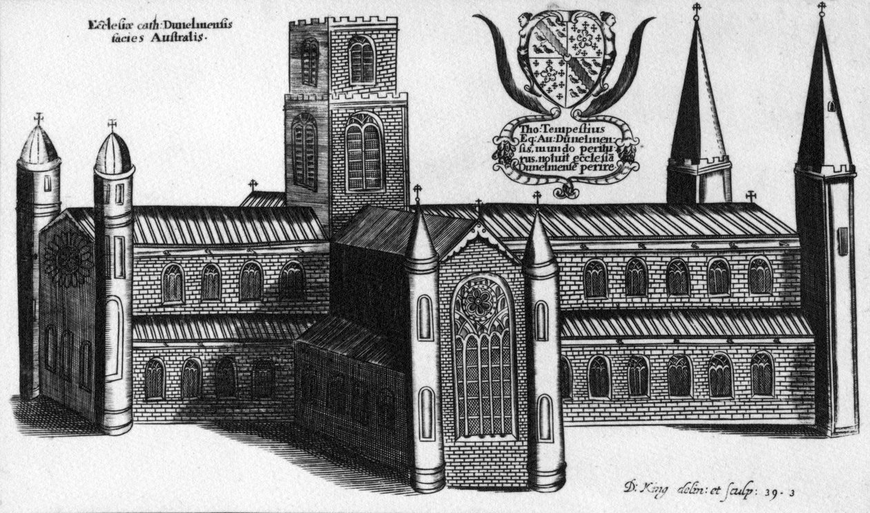Den södra exteriören av Durham Cathedral, 1660 av English School