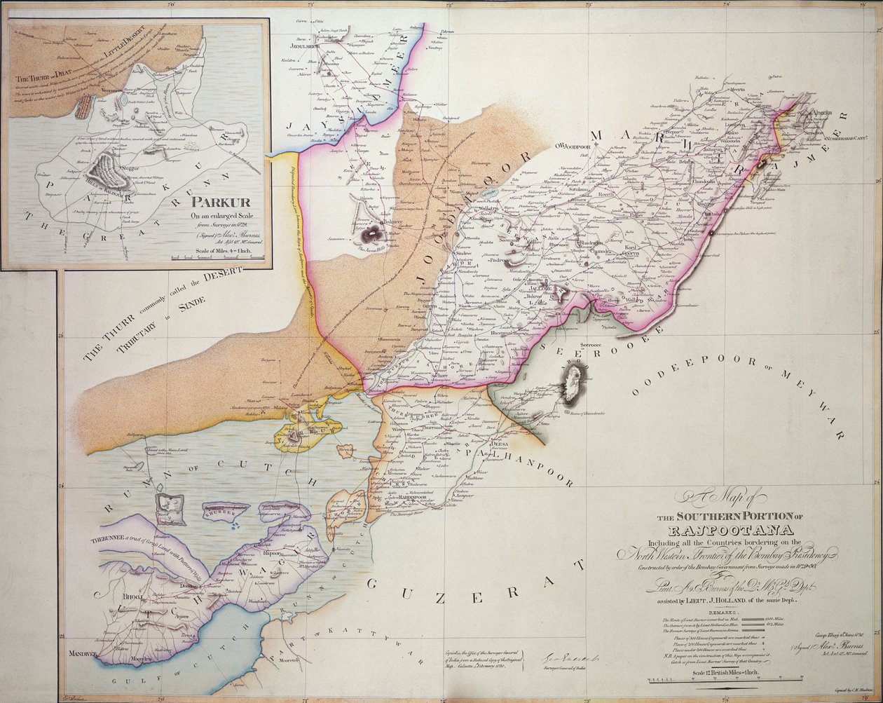 Den södra delen av Rajpootana, 1820 (färggravyr) av English School