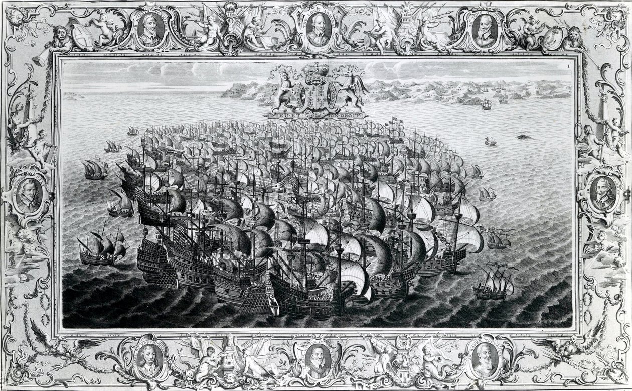 The Spanish Armada, publicerad av John Pine, 1739 av English School