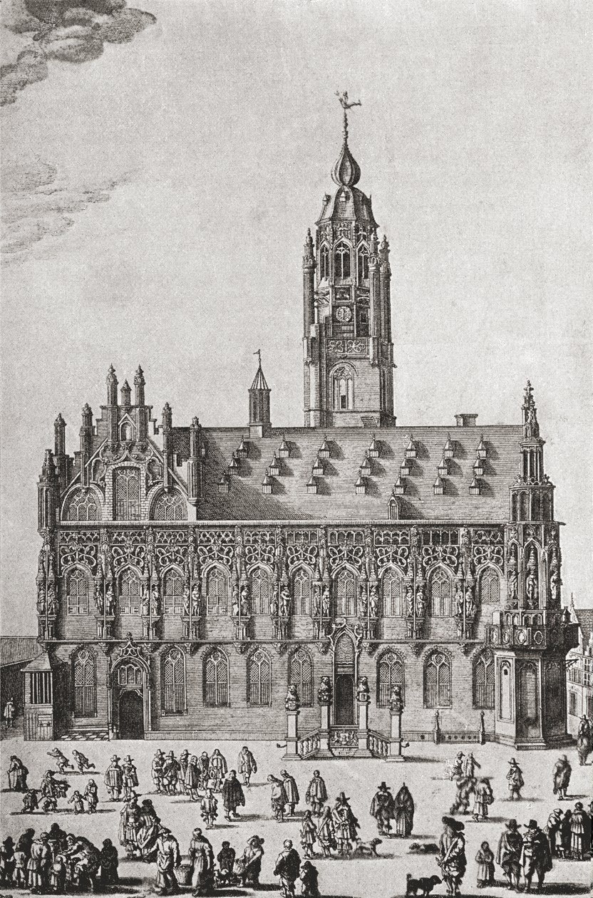 Stadhuis, Middelburg, som det var på 1500-talet, från "A Short History of the English People" av J. R. Green, publicerad 1893 av English School