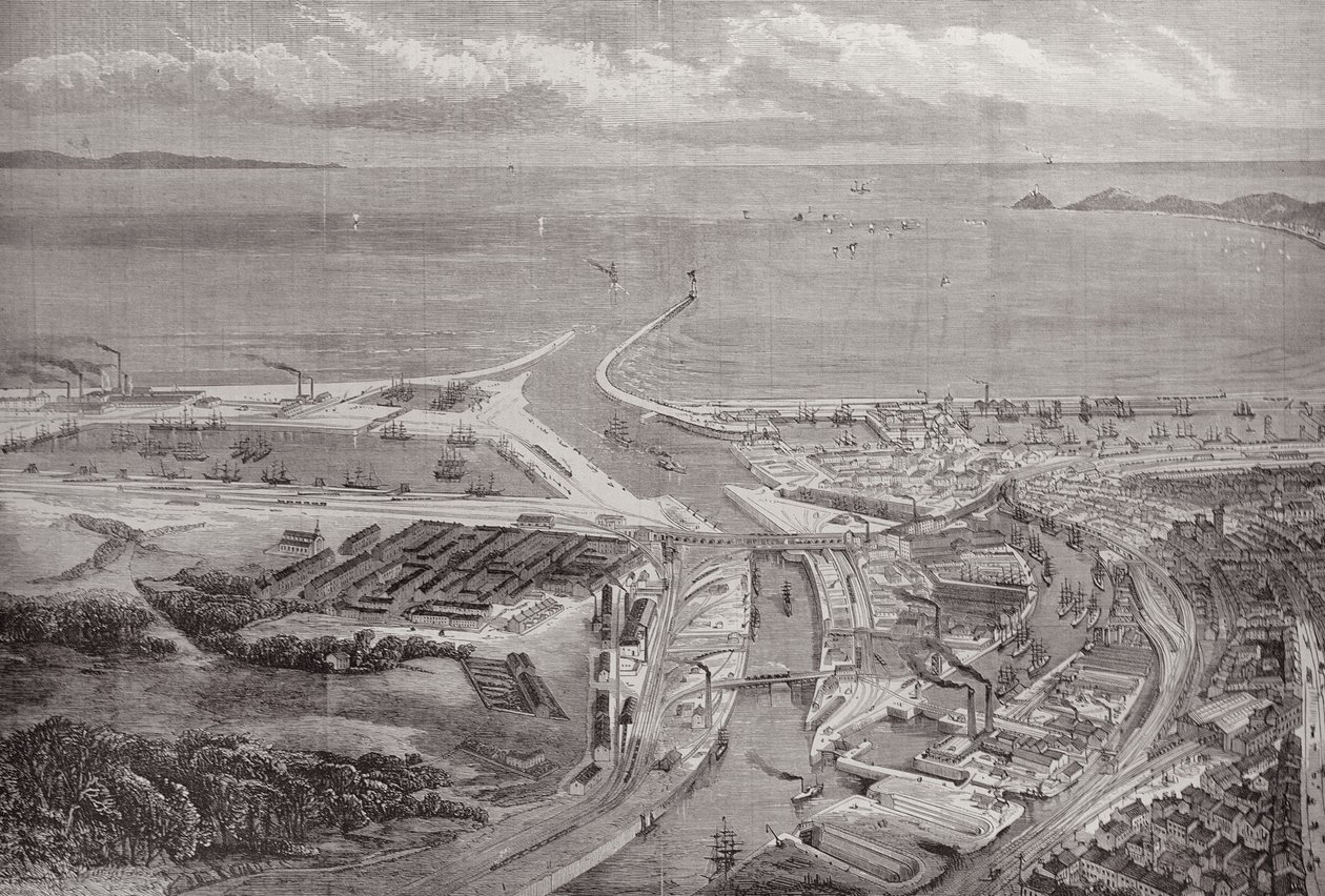 Swansea Harbour and Docks, från The Illustrated London News, 22 oktober 1881 av English School