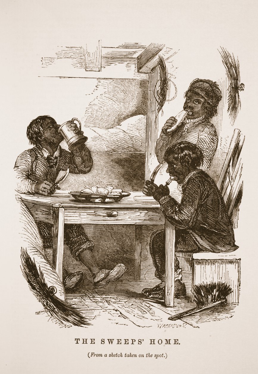 The Sweeps Home, illustration från London Labor och London Poor av Henry Mayhew, pub. 1862 av English School