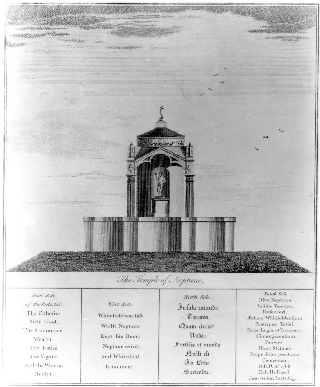 Neptunus tempel vid Kingsgate på Isle of Thanet, 1768 av English School
