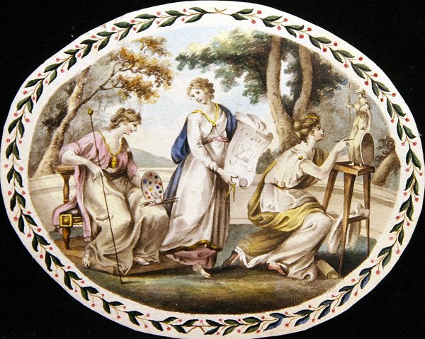 The Three Muses of the Arts, c.1790 (akvarell på papper) av English School