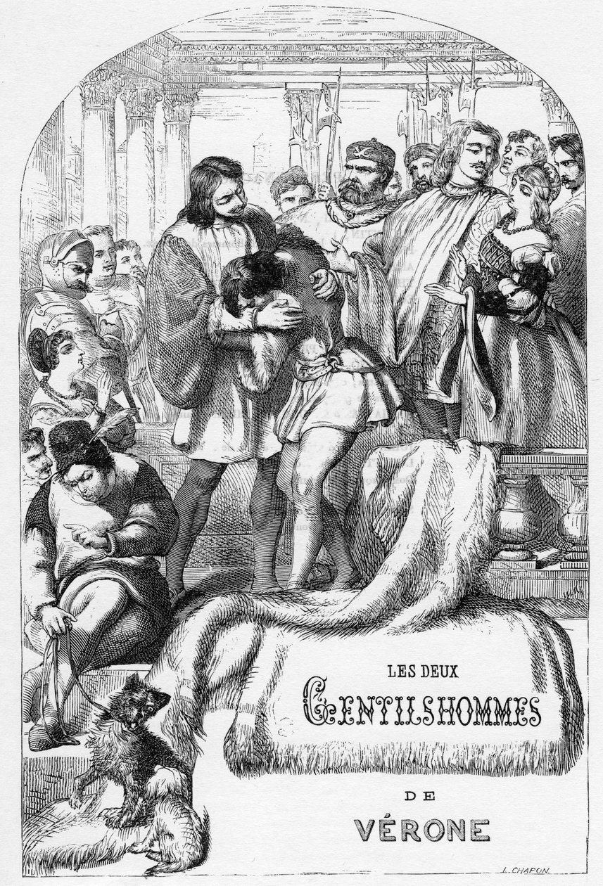 The Two Gentlemen of Verona - Illustration i "" verk komplett av William Shakespeare"" 1866 - Illustrationerna och den allmänna formen för denna utgåva är lånade från Cassells illustrerade Shakespeare, publicerad i London av English School