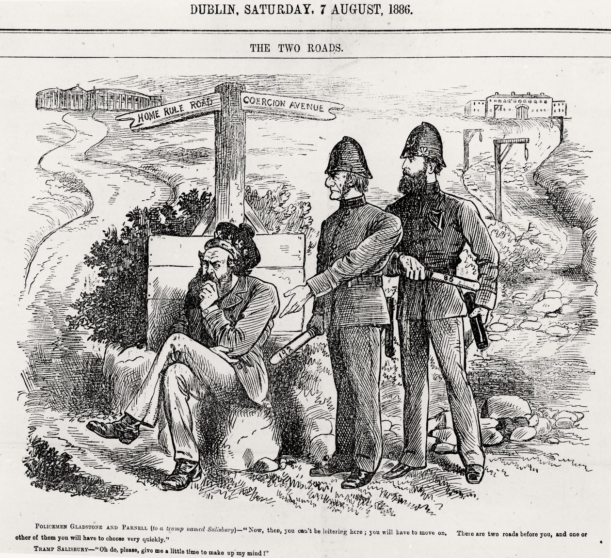 De två vägarna, illustration, pub. 7 augusti 1886 av English School