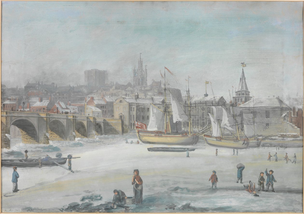 The Tyne Bridge - The Great Frost, 1784 av English School