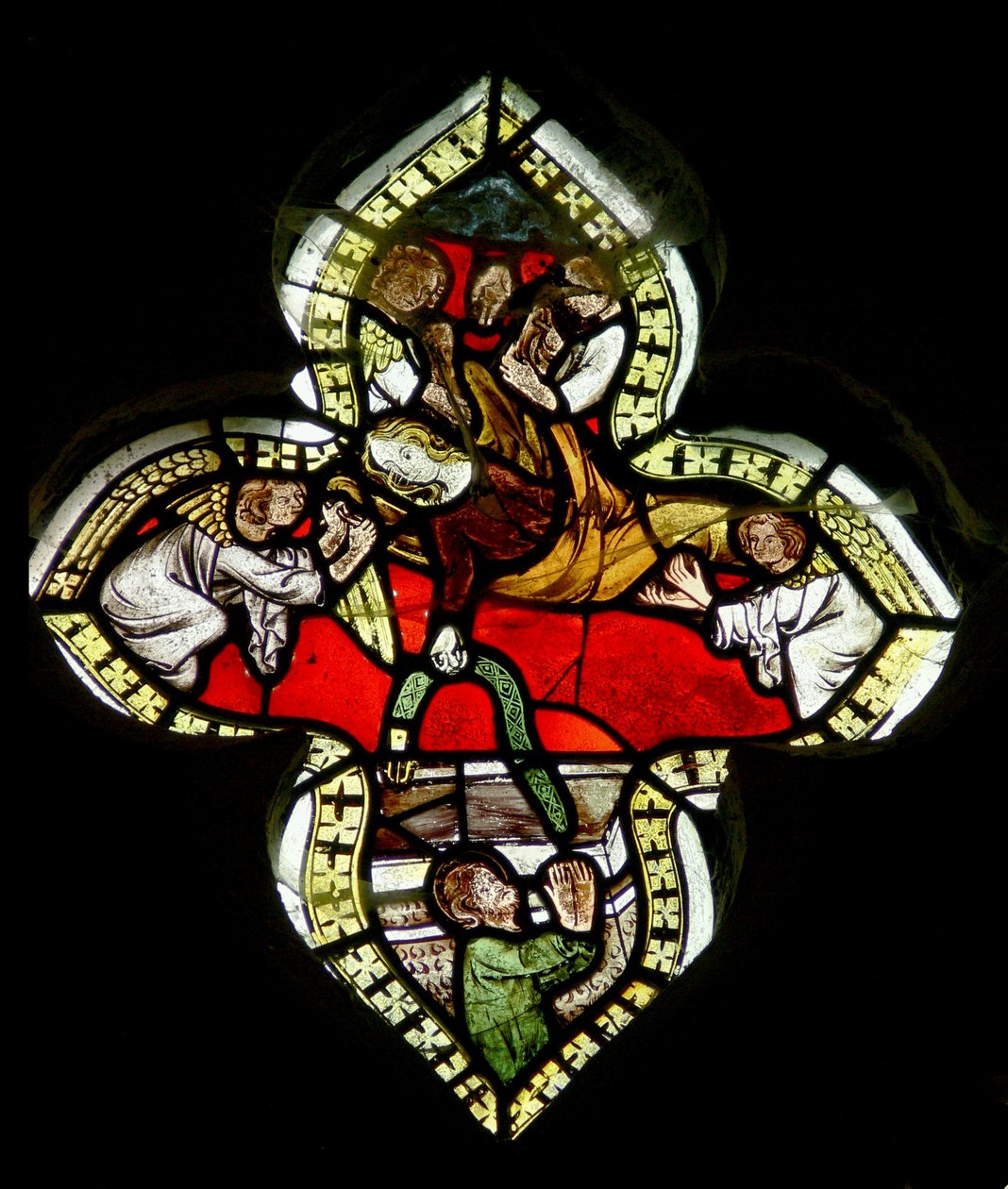 Jungfrun lämnar sin gördel till St Thomas vid hennes antagande. c.1325-50 av English School