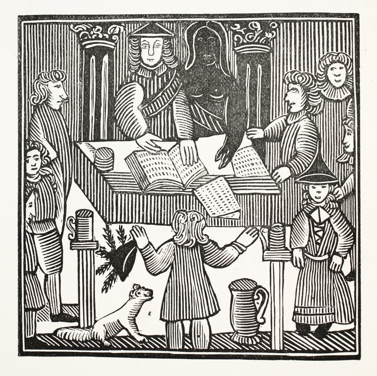 Hela rättegången och åtalet mot Sir John Barleycorn, Knt., illustration från Chap-books of the Eighteenth Century av John Ashton, pub. 1882 av English School