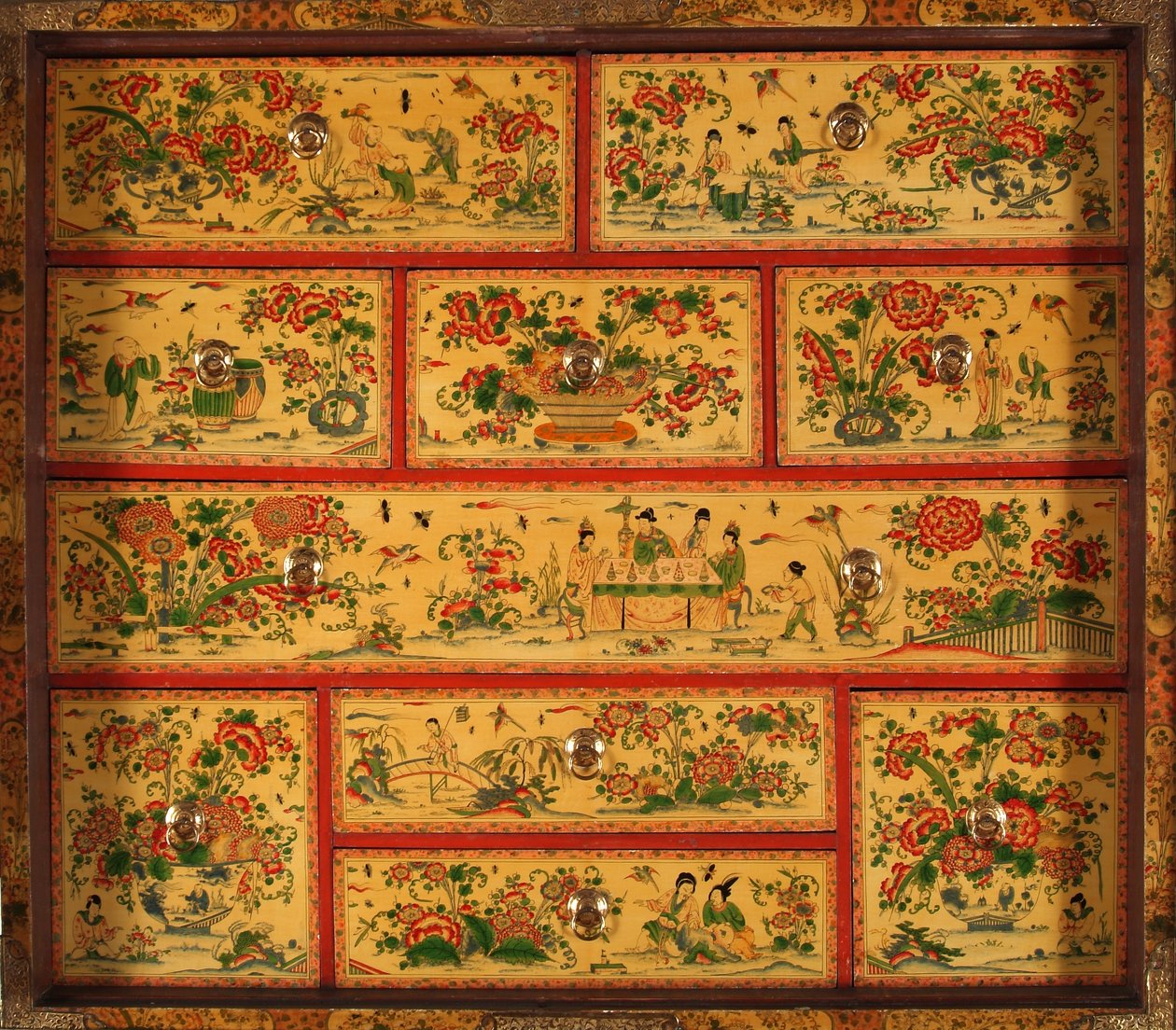 The Witcombe Cabinet, c.1697 (japanned och försilvrat trä) av English School