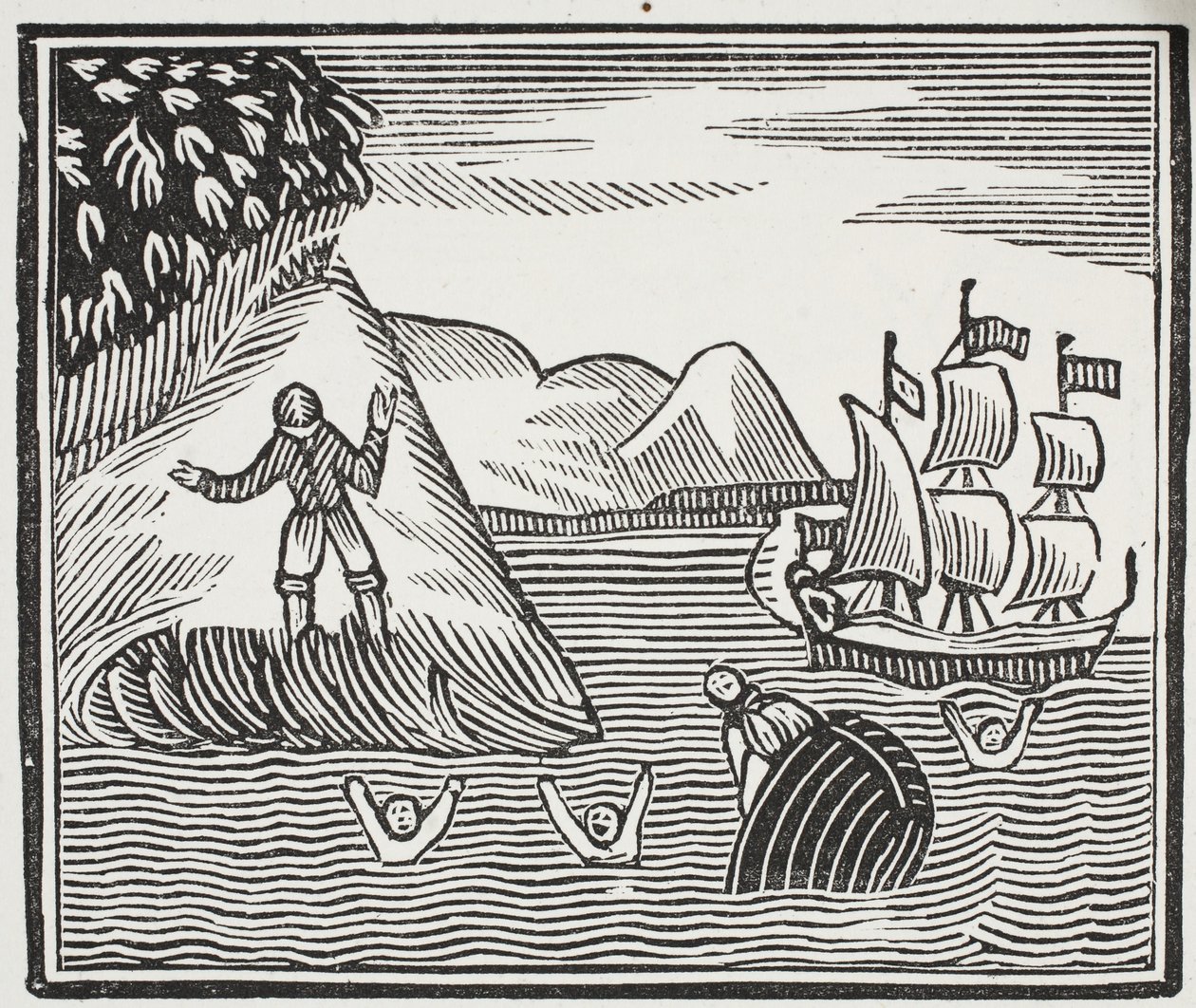 The Wreck, illustration från Chap-books of the artonde århundradet av John Ashton, pub. 1882 av English School