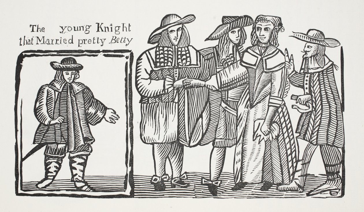 Den unga riddaren som gifte sig med vackra Betty, illustration från Chap-books of the Eighteenth Century av John Ashton, pub. 1882 av English School