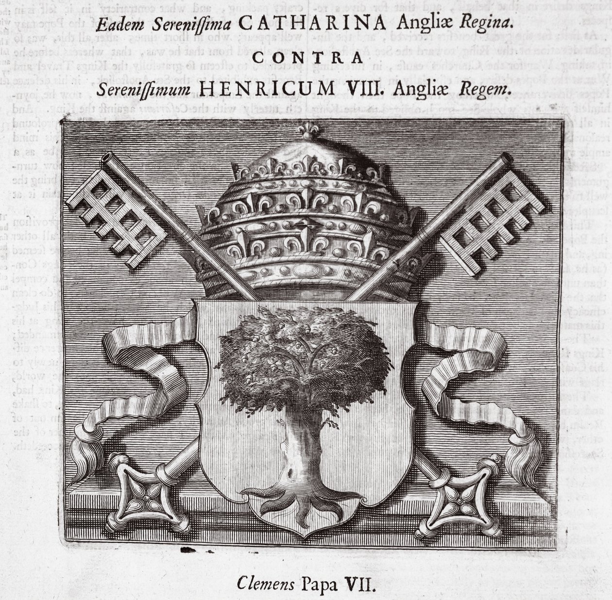 Vapen av Pope Clement VII, illustration från Acts and Monuments av John Foxe, nionde upplagan, pub. 1684 av English School