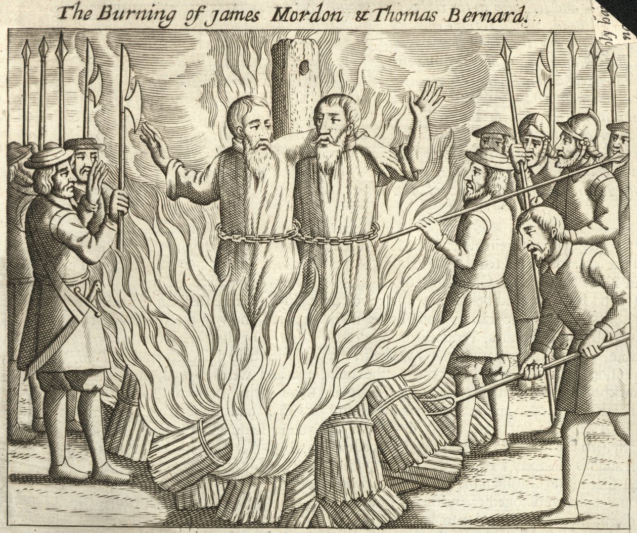 Bränningen av James Morden och Thomas Bernard (gravyr) av English School