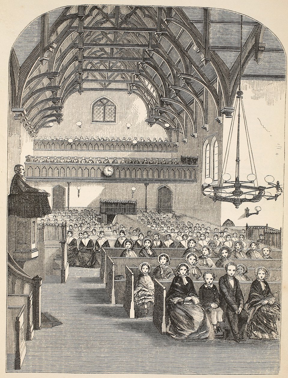 Kapellet i Brixton, illustration från The Criminal Prisons of London och Scenes from Prison Life av Henry Mayhew och John Binny, pub. 1862 av English School