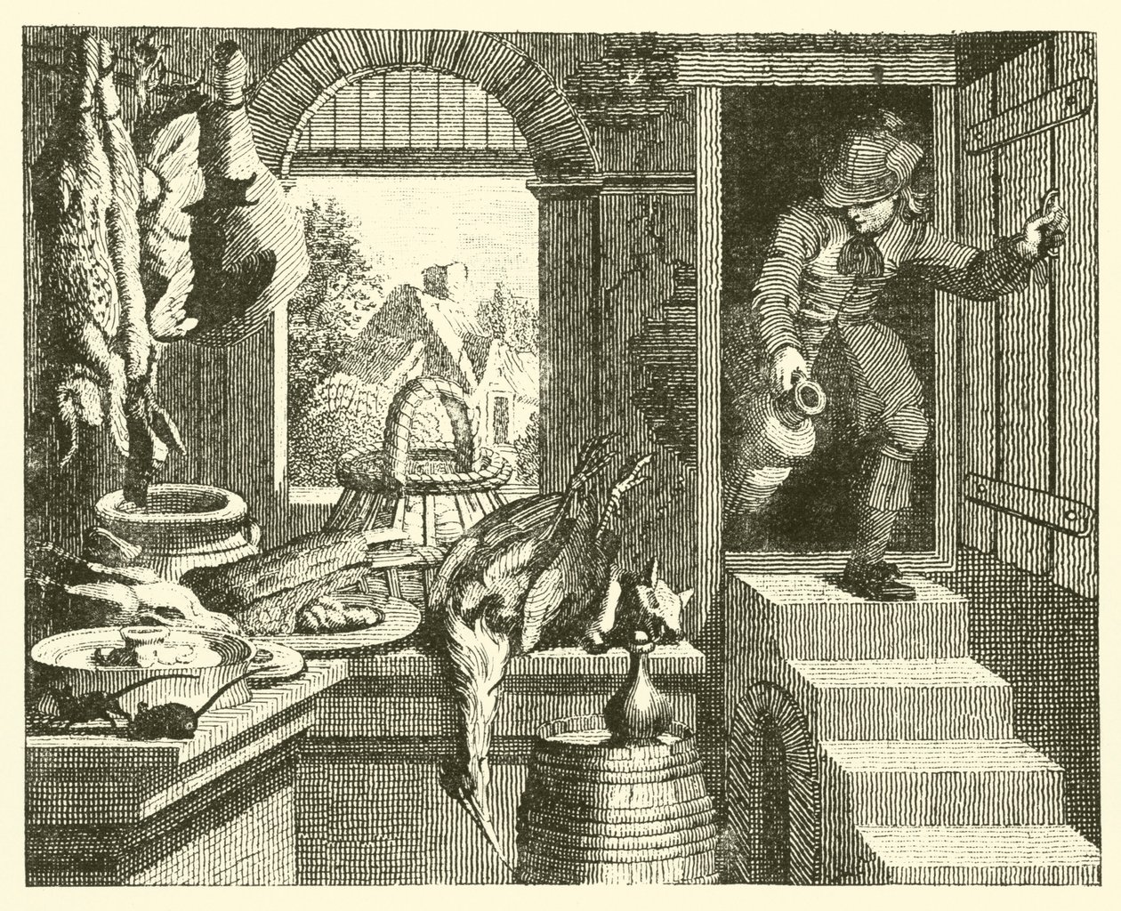 Landmusen och stadsmusen (gravyr) av English School