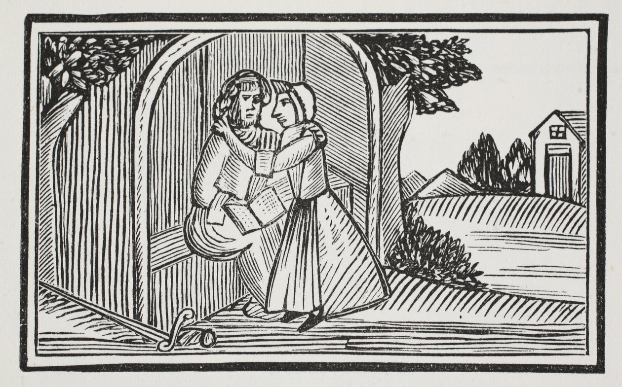 The death of Guy, illustration från Chap-books of the Eighteenth Century av John Ashton, pub. 1882 av English School