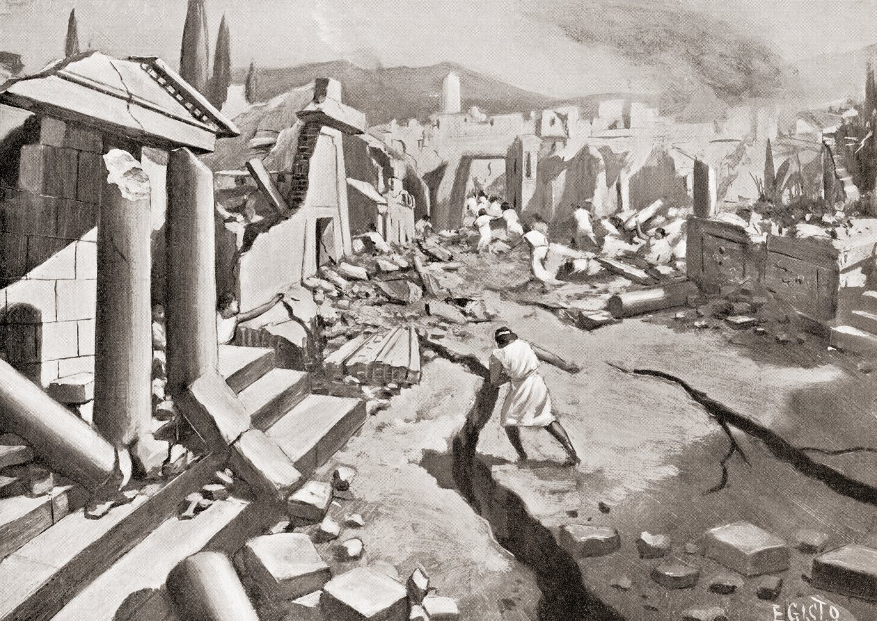 Jordbävningen i Sparta, antikens Grekland, 464 f.Kr., från Hutchinson