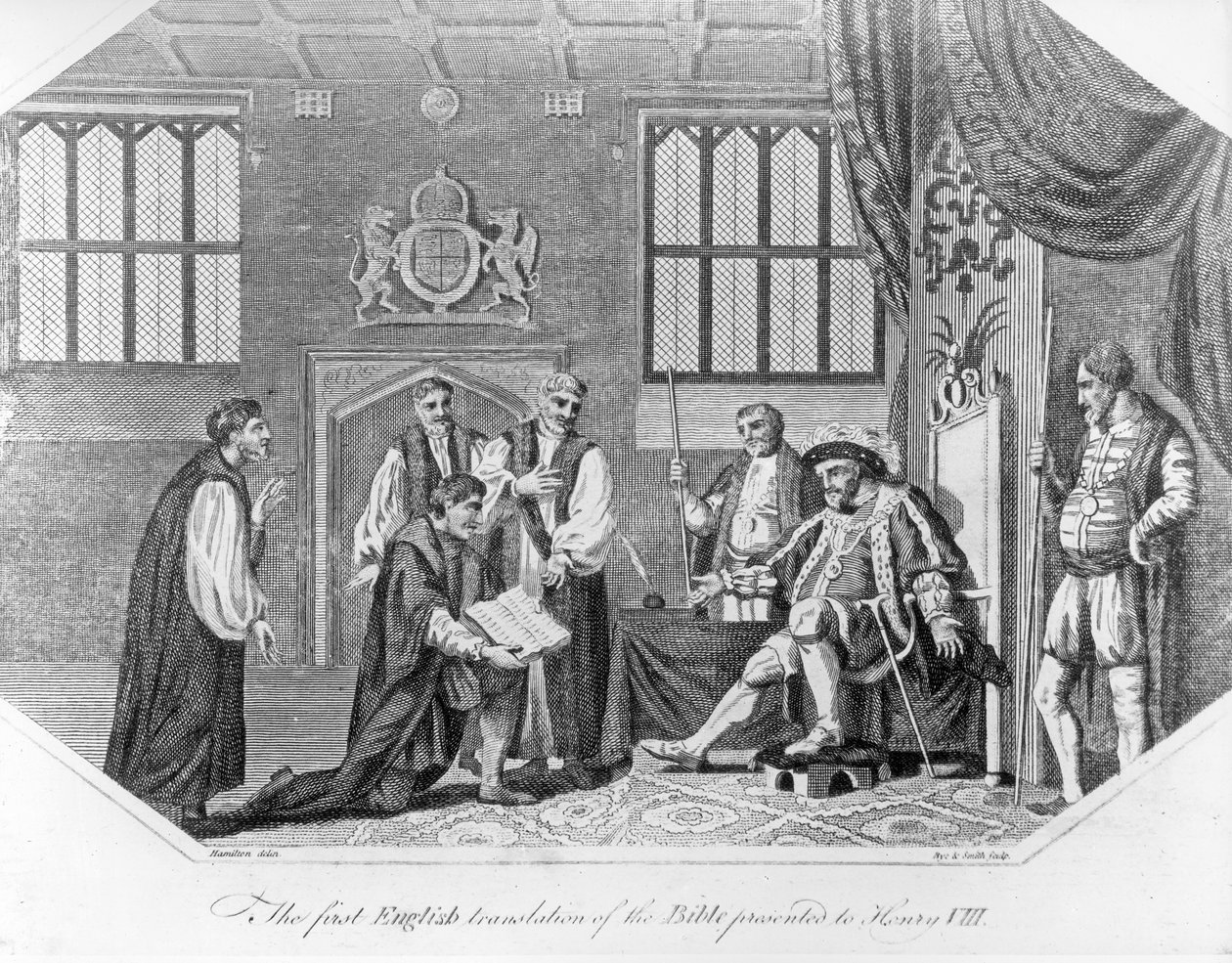 Den första engelska översättningen av Bibeln som presenterades för Henry VIII, 1824 av English School