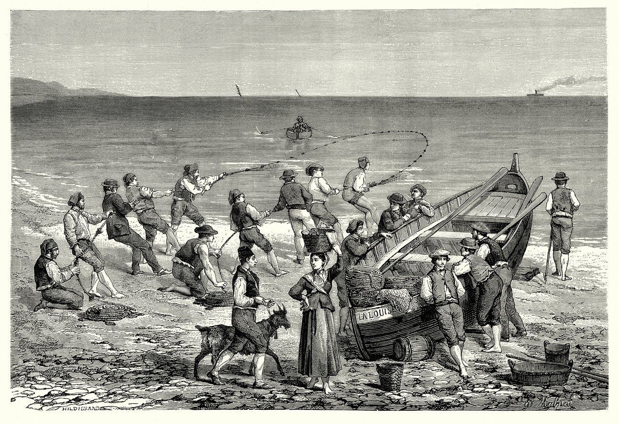 Fiskarna i Mentone (gravyr) av English School