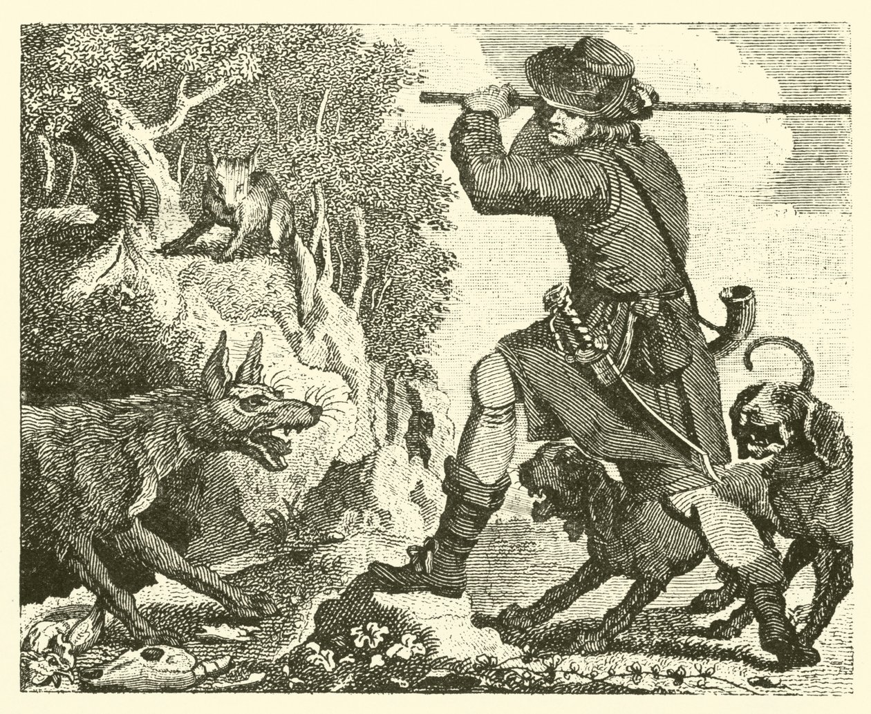 Räven och vargen (gravyr) av English School