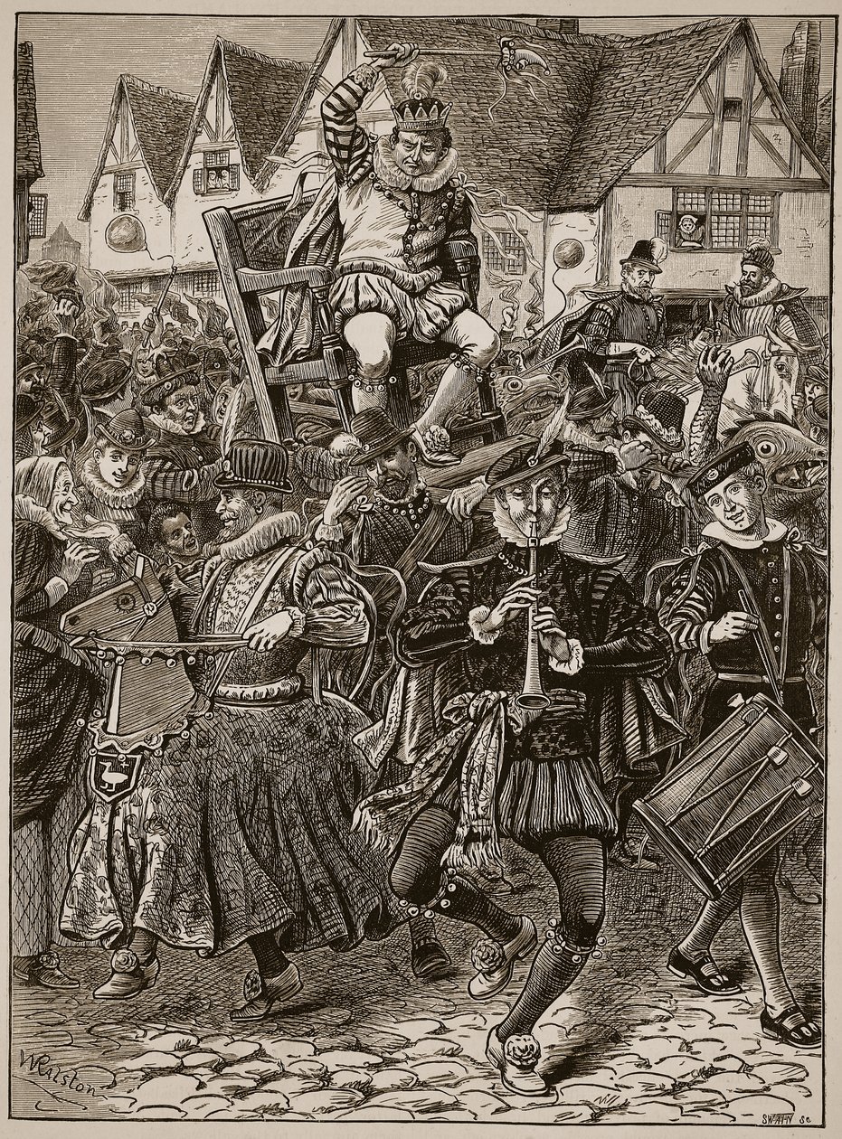 Upptåget av My Lord of Misrule, illustration från Cassells Illustrated History of England (sepiafoto) av English School