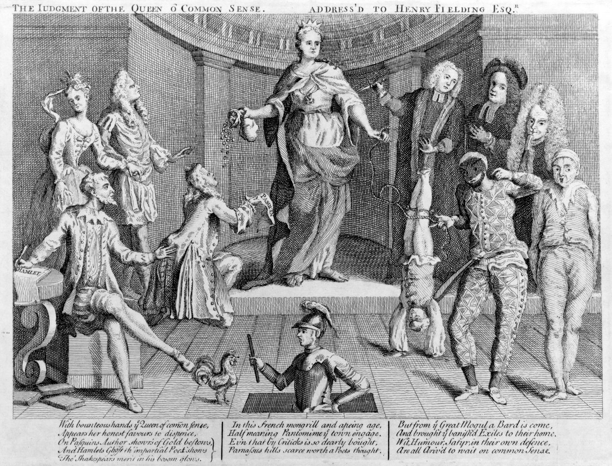 Domen av drottningen o sunt förnuft, adresserad till Henry Fielding Esq., 1736 av English School