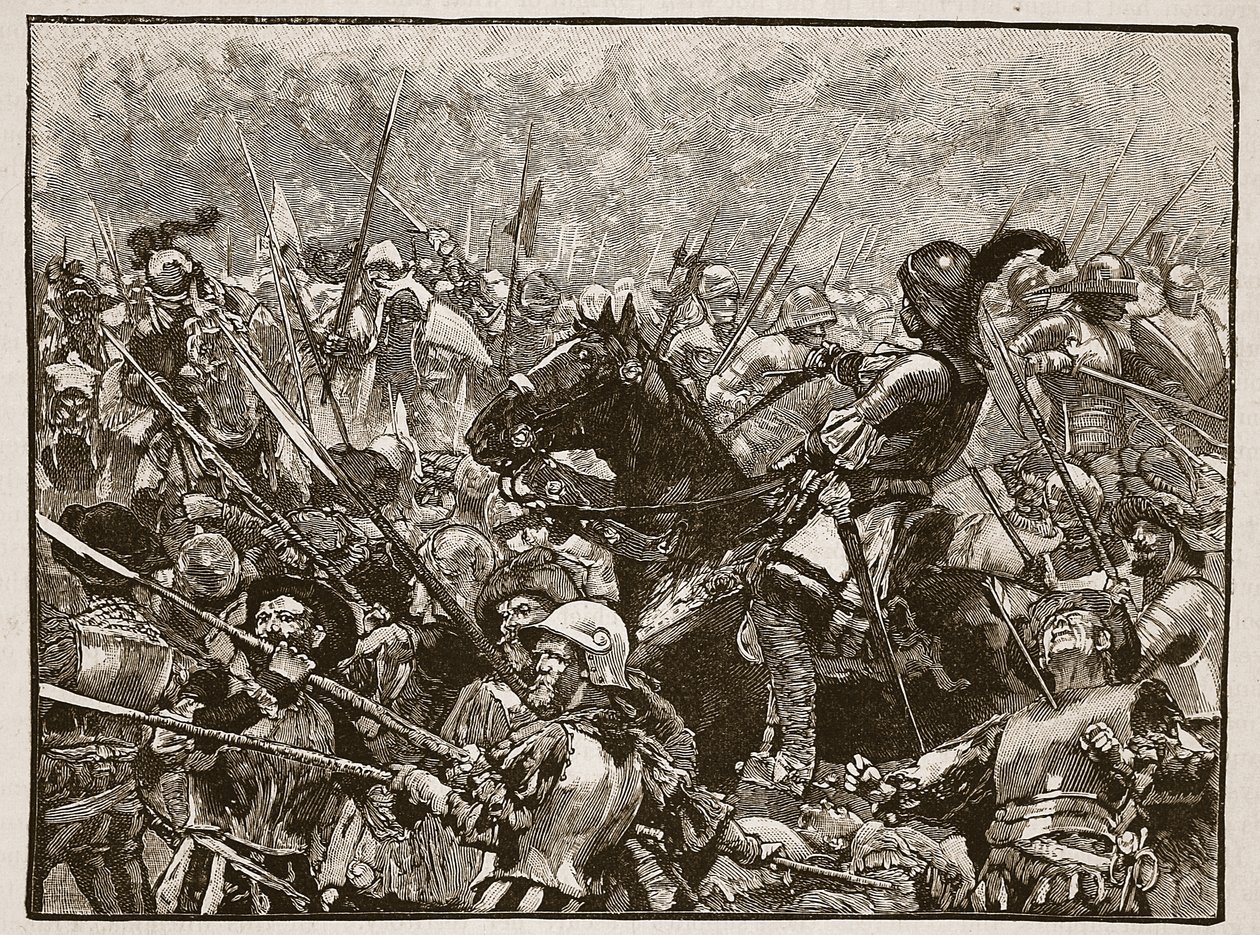 Den sista montern av Schwarz och hans tyskar, illustration från Cassells Illustrated History of England (sepiafoto) av English School
