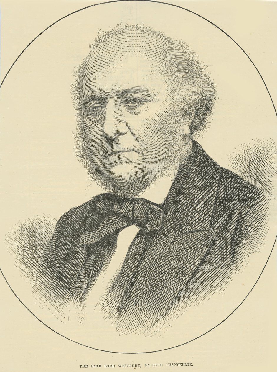 Den bortgångne Lord Westbury, ex-Lord Chancellor (gravyr) av English School
