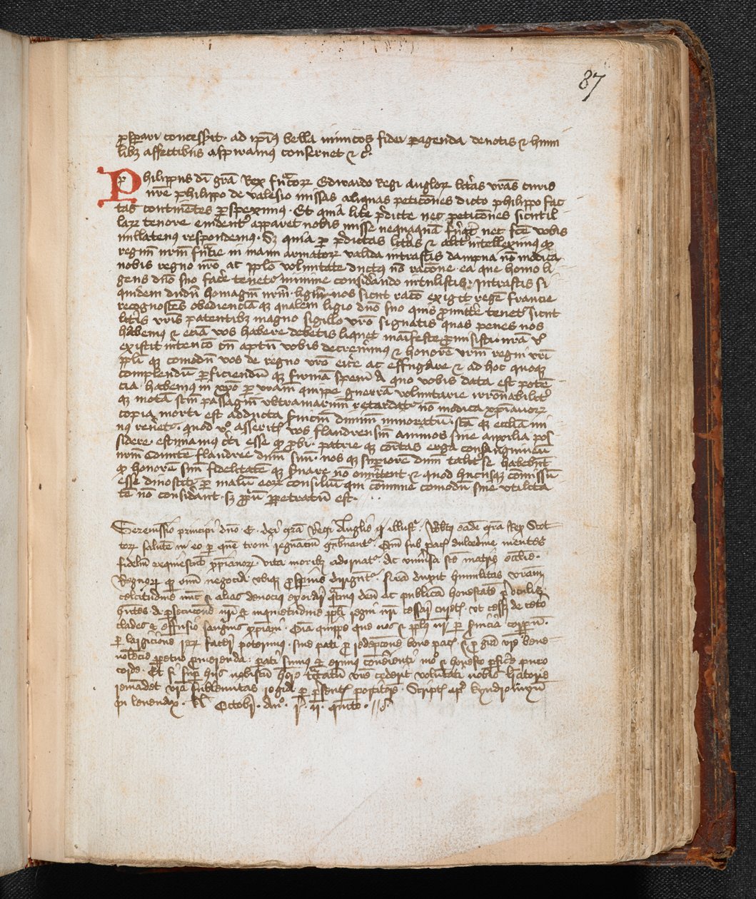 Brevet från Robert the Bruce till Edward II, tillagt längst ned på sidan av English School