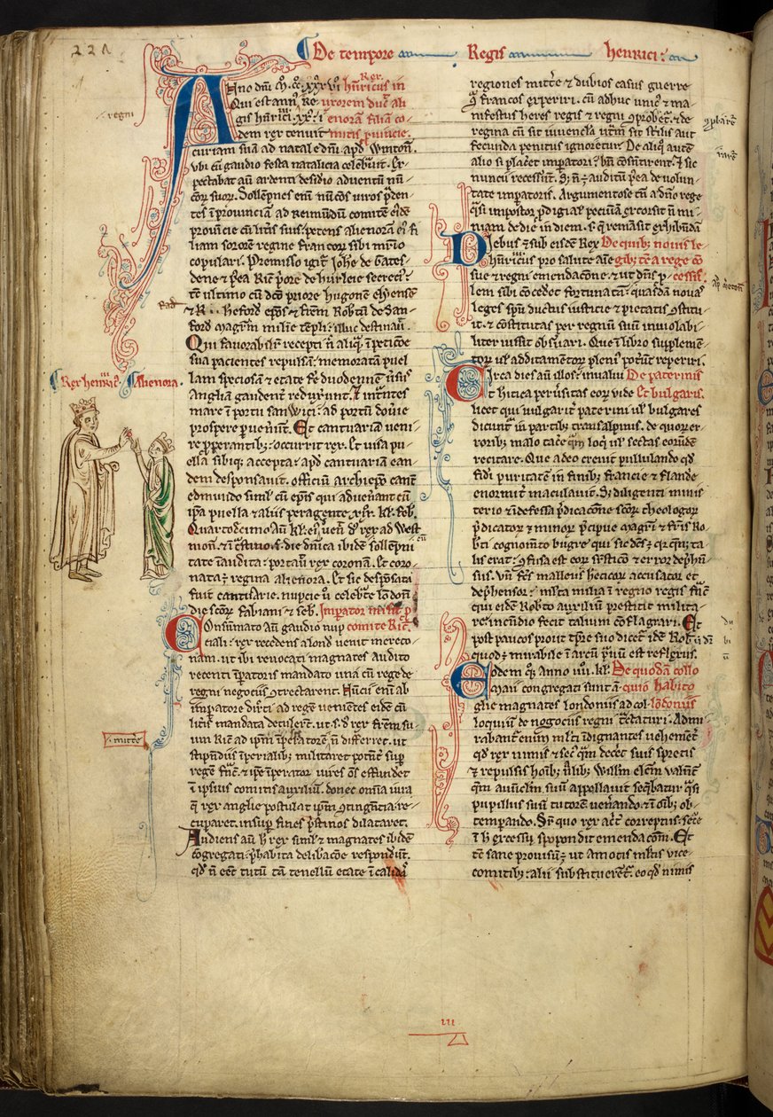 Äktenskapet mellan Henry III och Eleanor av Provence från The Historia Anglorum, Matthew Paris, MS Royal 14 CVII, f. 124.v, c.1250-59 av English School