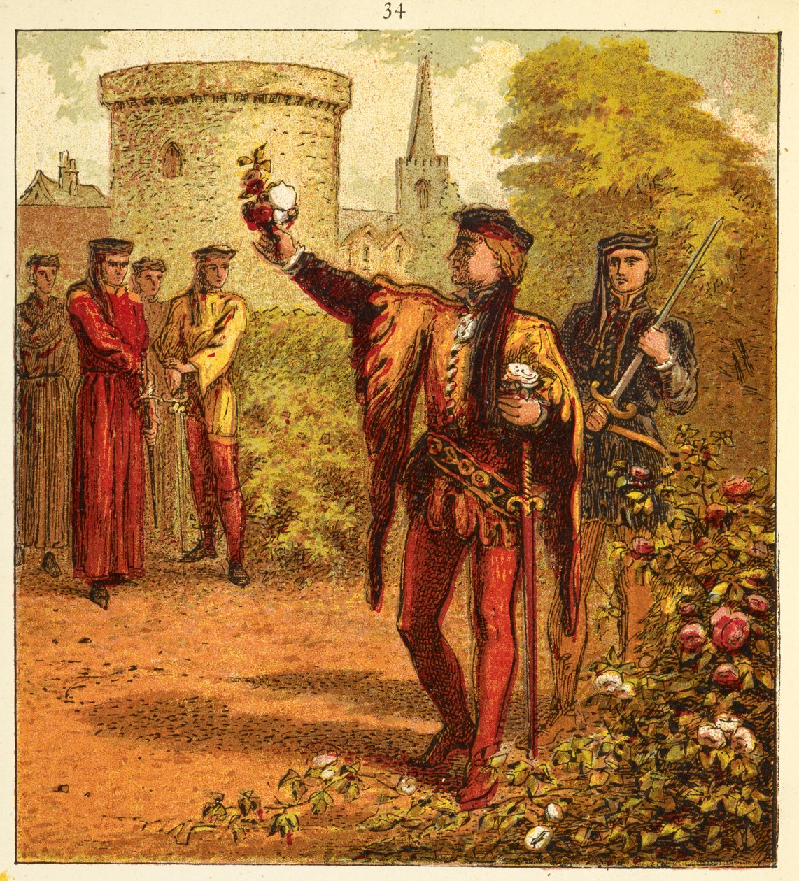 De röda och vita rosorna, illustration från "Pictures of English History..." av English School