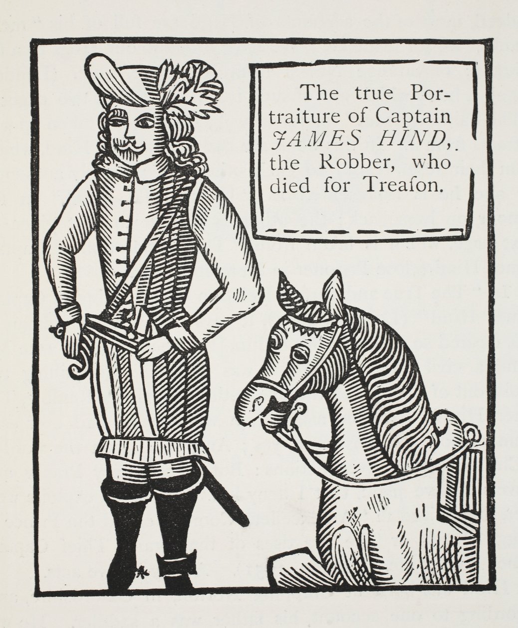 Det sanna porträttet av kapten James Hind, rånaren, som dog av förräderi, illustration från Chap-books of the Eighteenth Century av John Ashton, pub. 1882 av English School