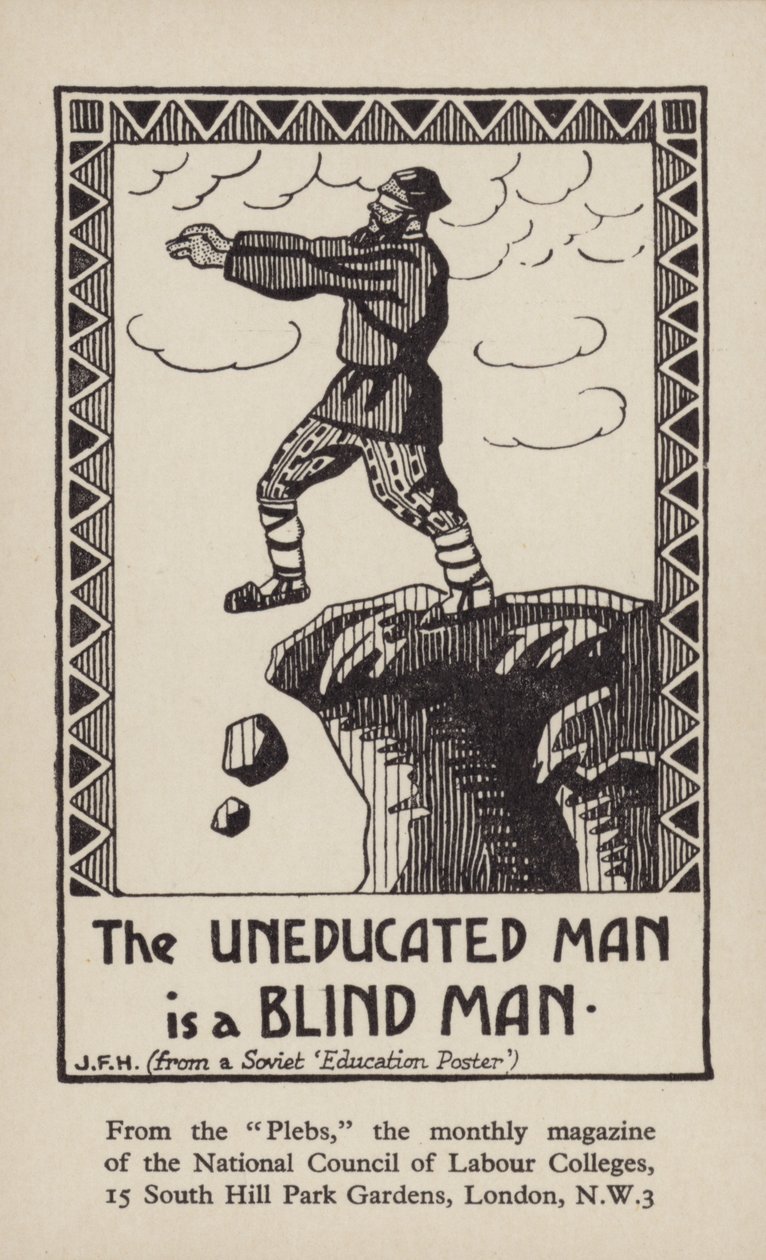 Den outbildade mannen är en blind man (litografi) av English School
