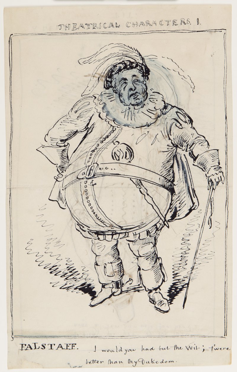 Teaterfigurer 1: Falstaff, ca 1825 (penna och bläck på papper) av English School