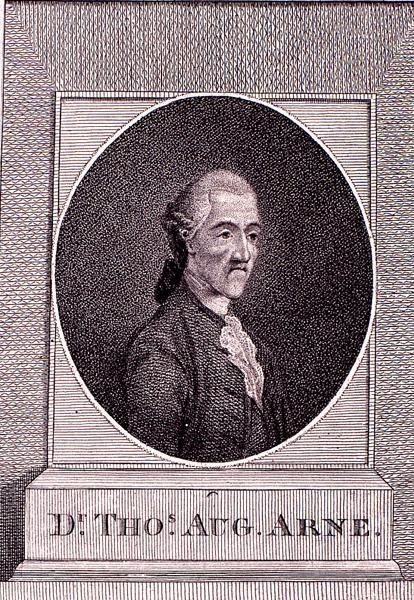 Thomas Augustine Arne (1710-78) (gravyr) av English School