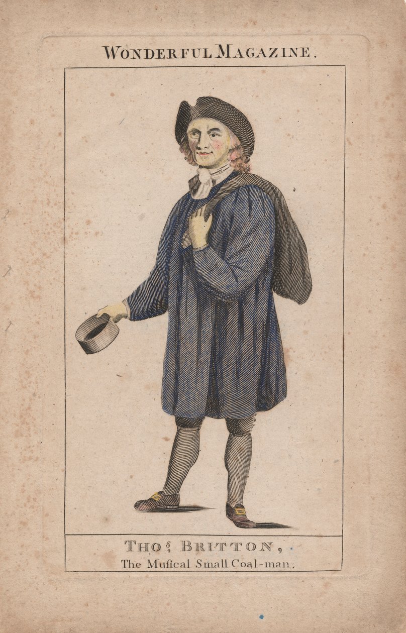 Thomas Britton: The Musical Small Coal-Man, illustration från Wonderful Magazine, c.1764 (handfärgad gravyr) av English School