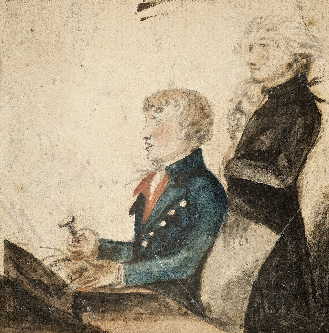 Thomas King, jun., auktionsförrättare och hans kontorist, Mr Hatfield av English School