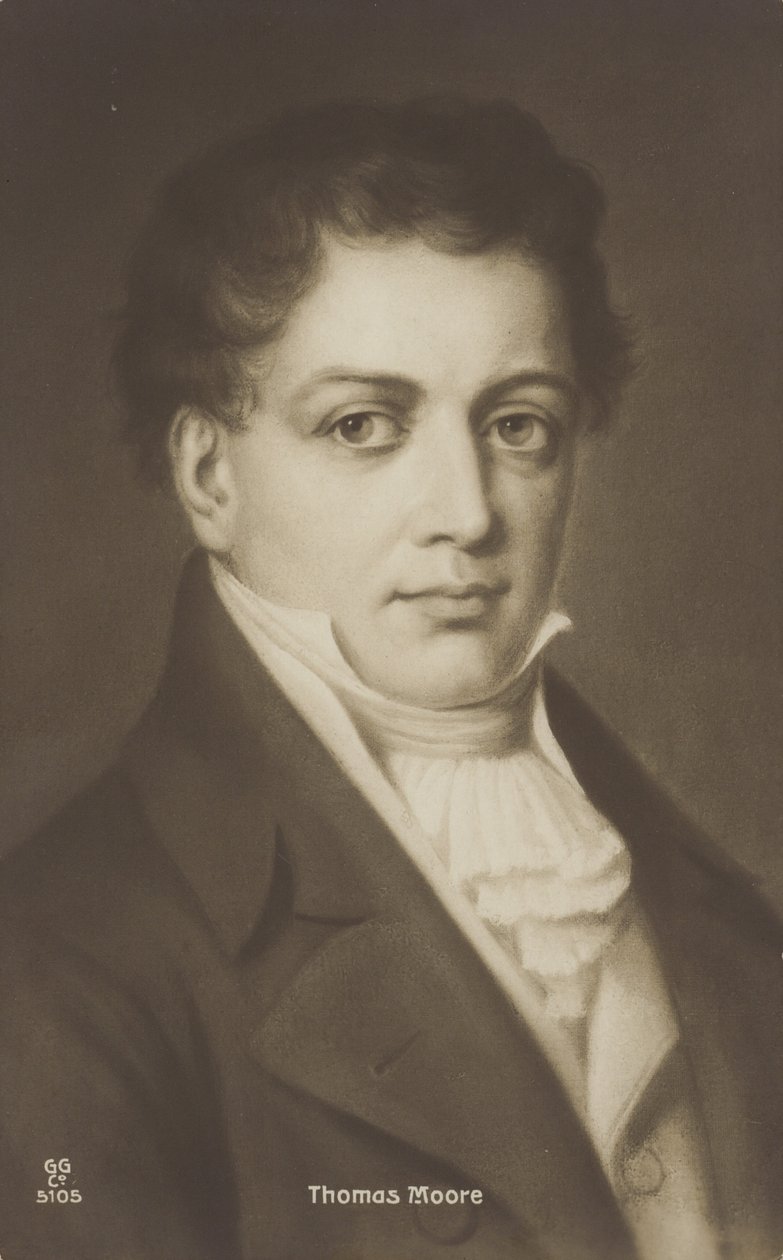 Thomas Moore (1779-1852), irländsk poet, sångare och underhållare (litografi) av English School