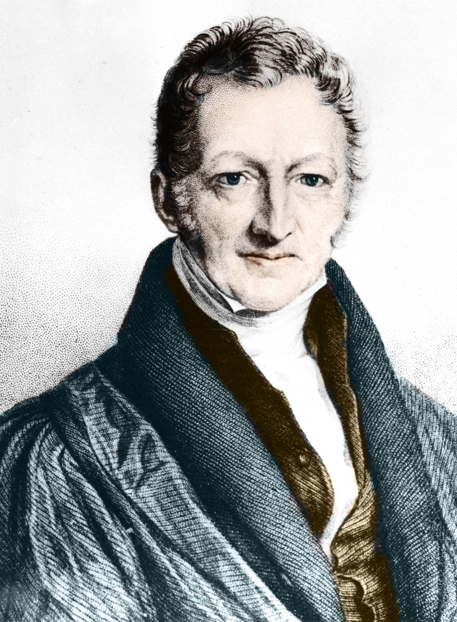 Thomas Robert Malthus (färgad gravyr) av English School