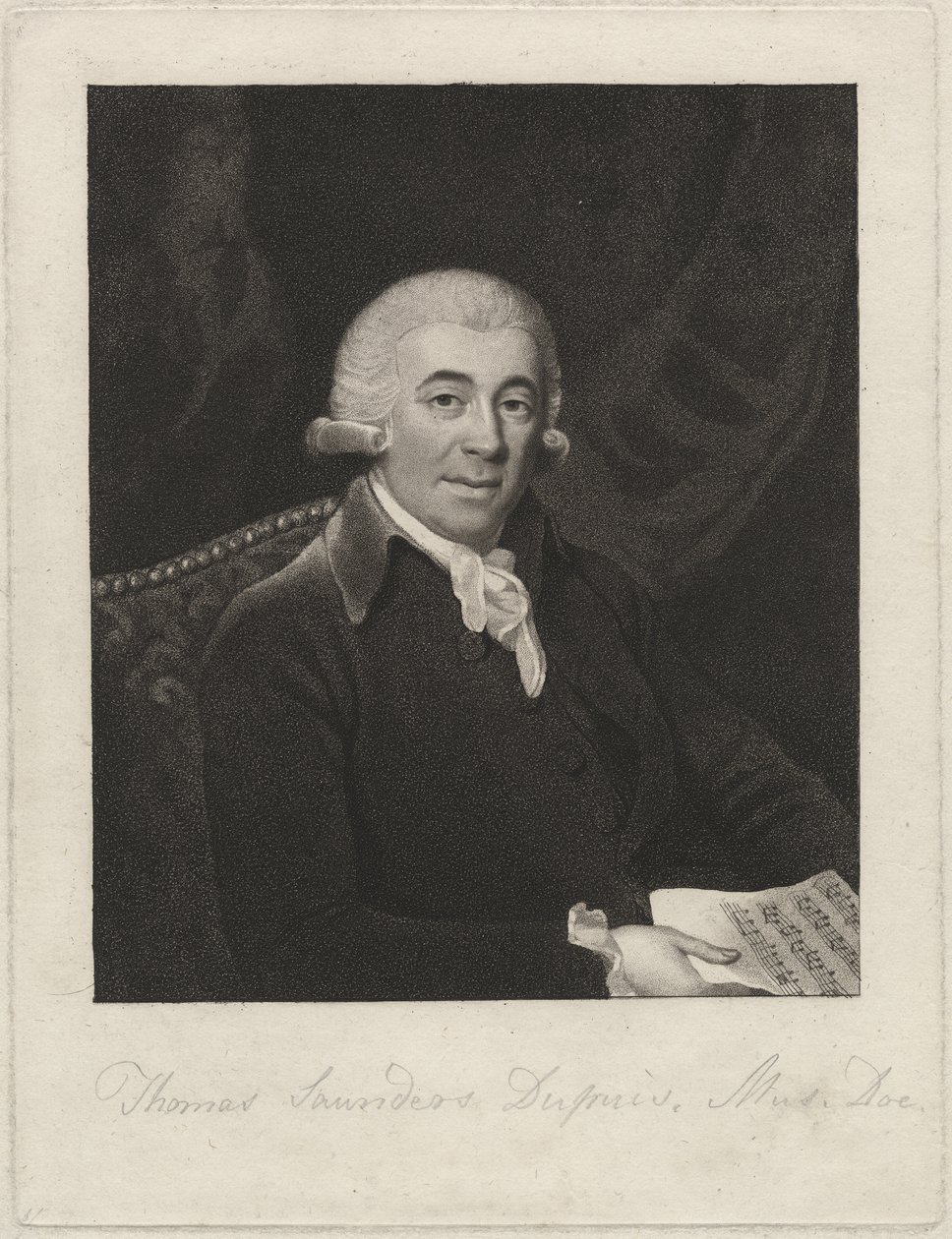 Thomas Saunders Dupuis, ca 1800 (sticksticksgravyr) av English School