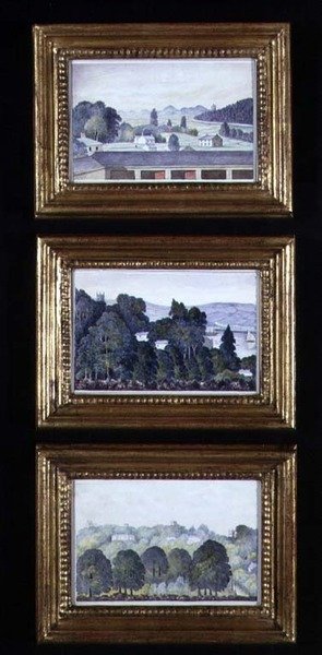 Tre skogslandskap, ca 1840 (akvarell på papper) av English School