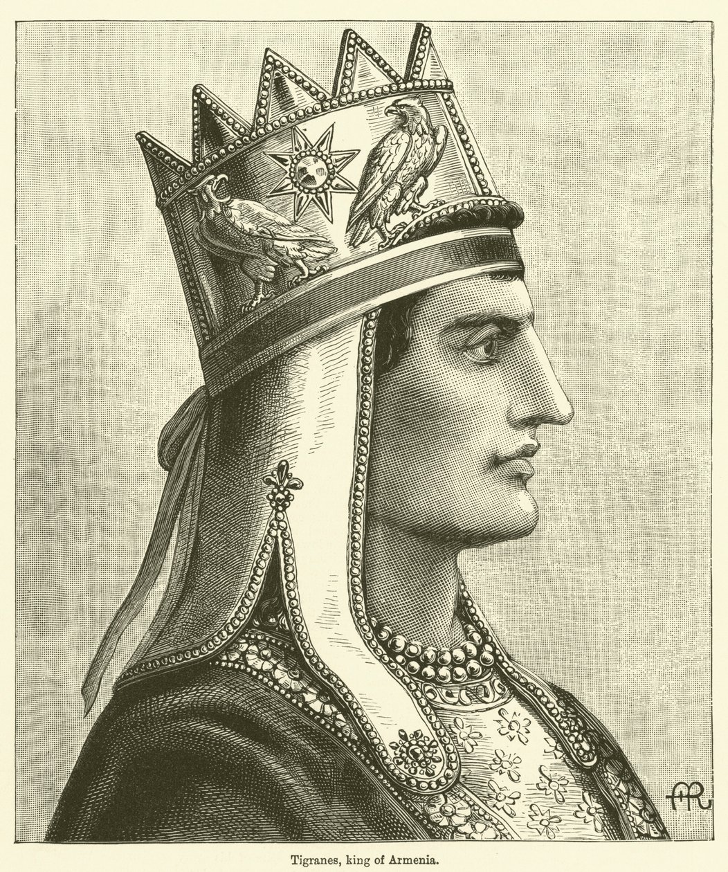 Tigranes, kung av Armenien (gravyr) av English School