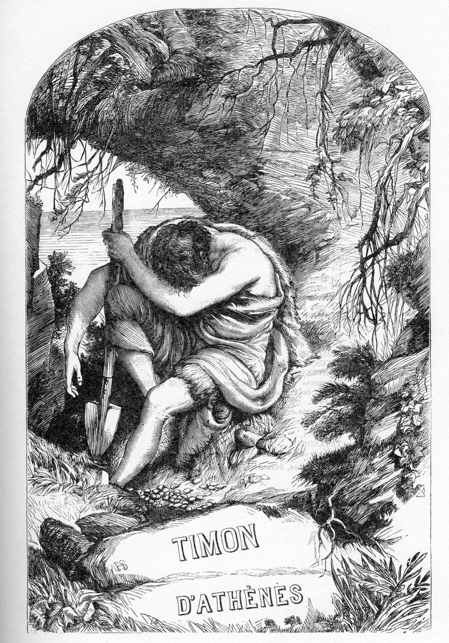 Timon of Athens (The Life of Tymon of Athens) - Illustration i "" Completes de William Shakespeare""" 1866 - Illustrationerna och den allmänna formen för denna utgåva är lånade från Cassells illustrerade Shakespeare, publicerad i London av English School