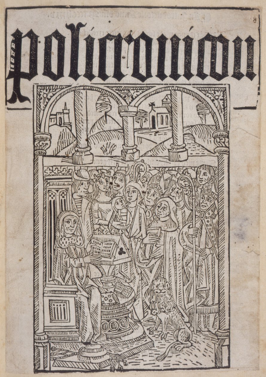 Titelsida från Polychronicon av Ranulf Higden (d.1364) tryckt av Wynkyn de Worde, 1495 av English School