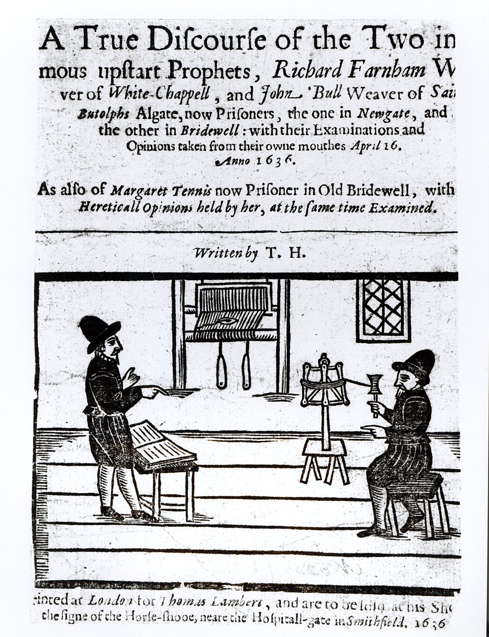 Titelsida för A True Discourse of the Two Infamous Prophets, Richard Farnham, Weaver, White-Chapel, och John Bull, Weaver, of Saint Botolphs, Algate av T.H 1636 av English School