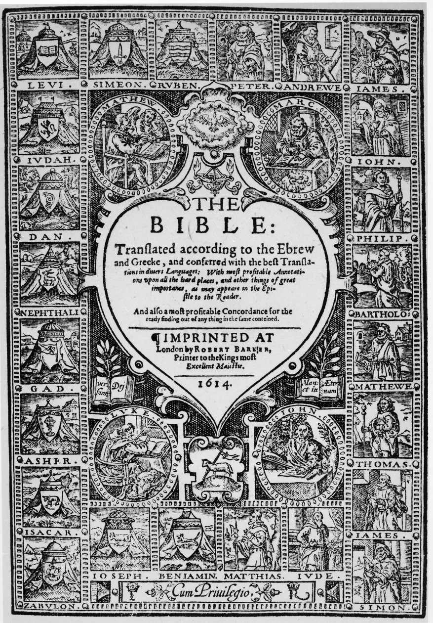Titelsida för den engelska översättningen av Geneva Bible, 1614 av English School