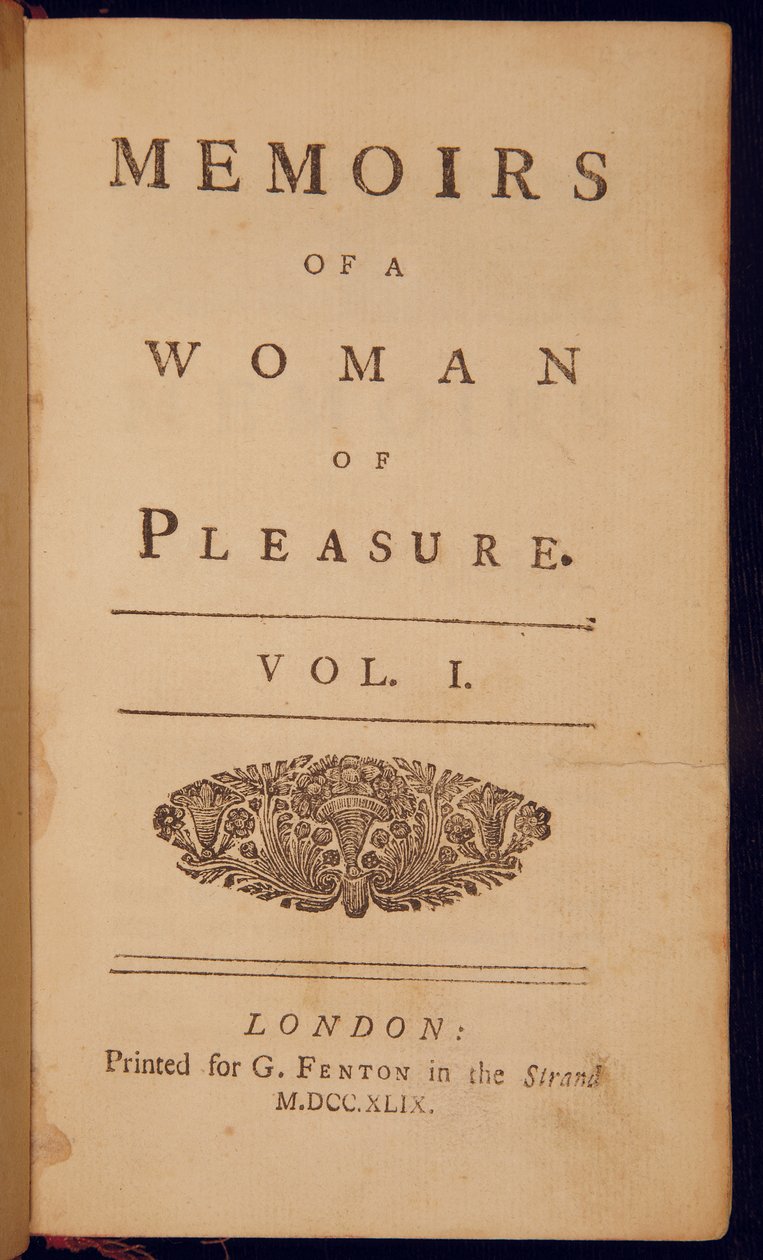 Titelsidan för "Memoirs of a Woman of Pleasure" av John Cleland av English School