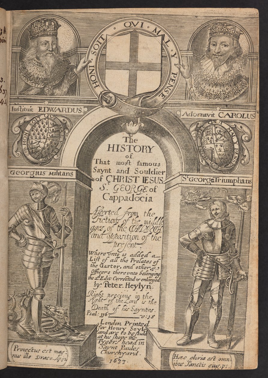 Titelsidan för "The History of St George", av Peter Heylyn av English School